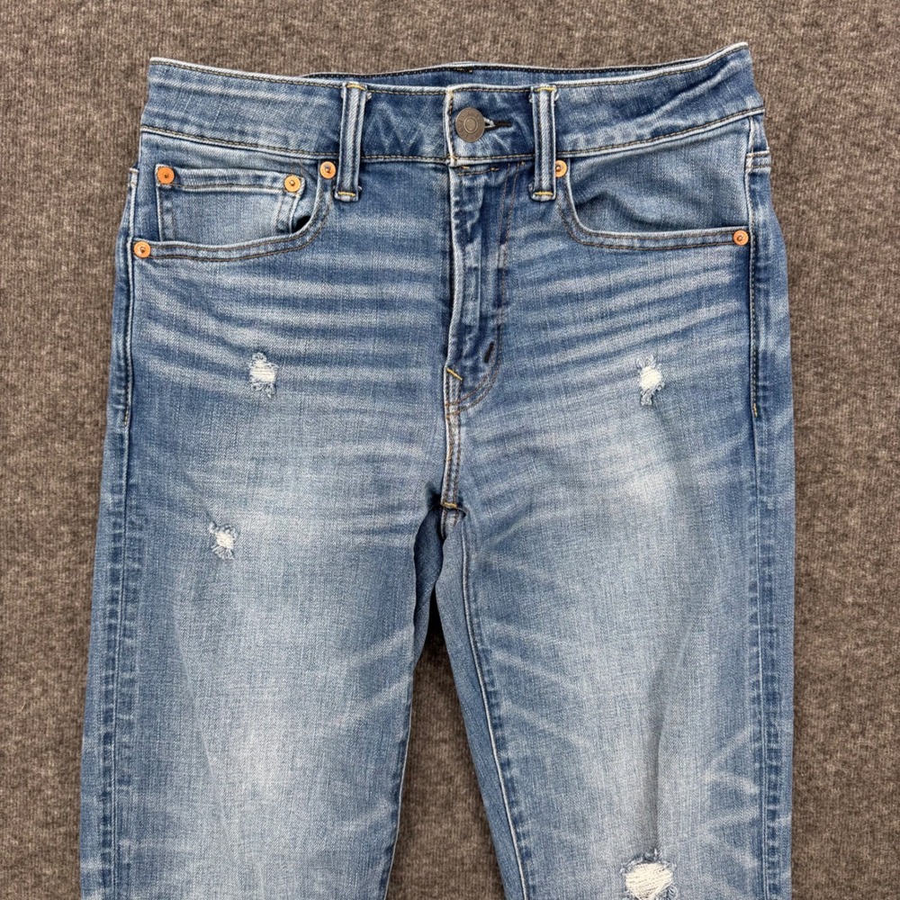 American Eagle Mens Athletic Straight Airflex+ Distressed Jeans size 28 Blue